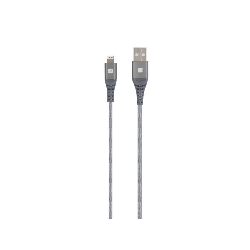 Кабел Skross, USB-A - Lightning, Метална оплетка, 1.20 м, Сив, SKROSS-SKCA0011A-M120CN