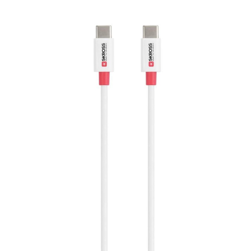 Кабел Skross, USB-C - USB-C 2.0 мъжко, 0.15 м, Бял, SKROSS-SKCA0007C-C15CN