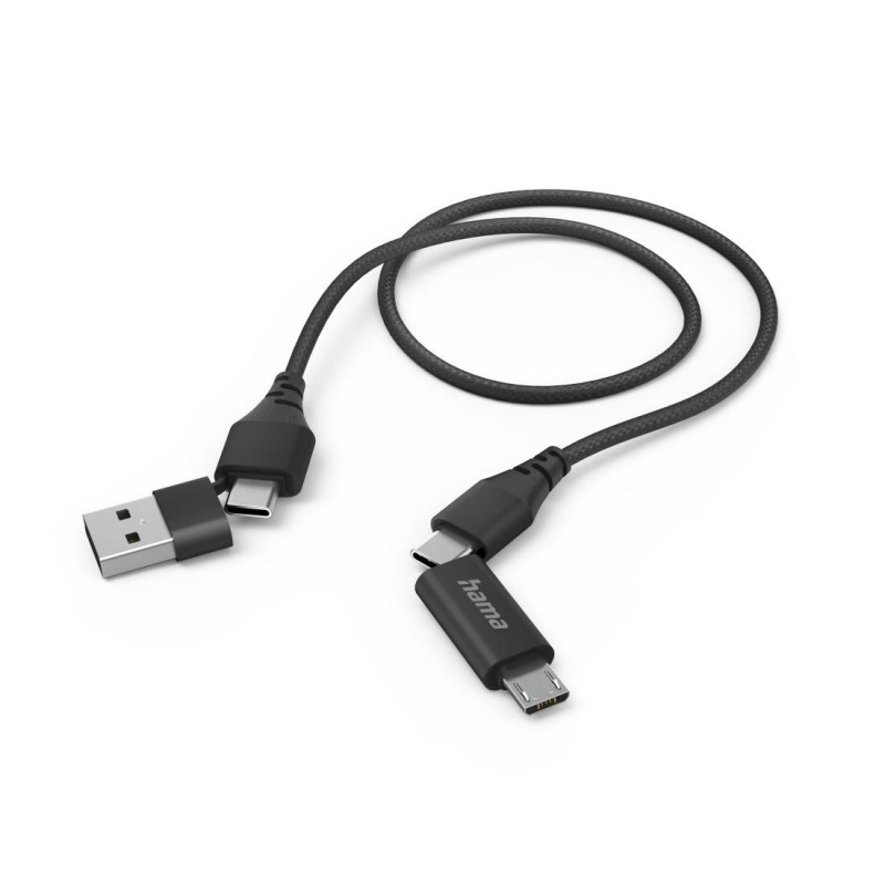 Кабел за зареждане HAMA 4 в 1, USB-C и USB-A - USB-C и Micro-USB, 1,5 м, HAMA-201537