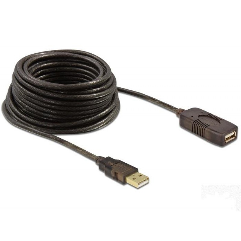 Удължителен кабел DeLock, USB-A мъжко - USB-A женско, USB 2.0, 5 м, Черен, DELOCK-82308