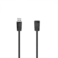 Удължителен кабел HAMA 200621 USB-A женско - USB-A мъжко, 5 м, екраниран, черен