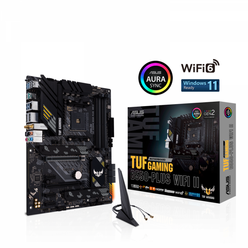 Дънна платка ASUS TUF GAMING B550-PLUS WIFI II socket AM4, 4xDDR4, Aura Sync, PCIe 4.0, ASUS-MB-TUF-B550-PLUS-WF