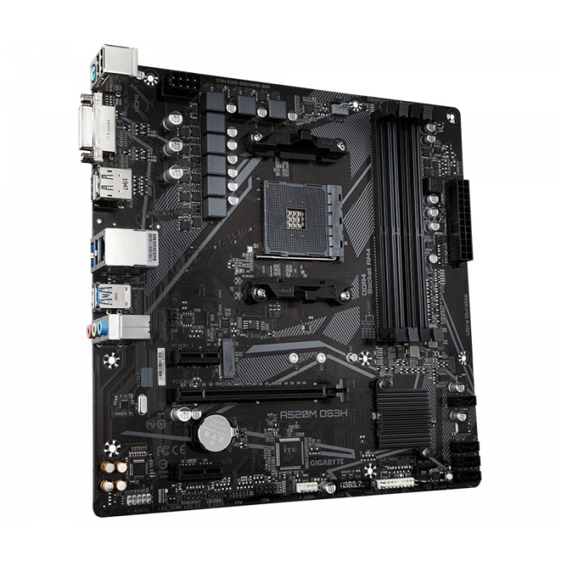 Дънна платка GIGABYTE A520M-DS3H, Socket AM4, mATX, 4xDDR4, M.2-GA-MB-A520M-DS3H