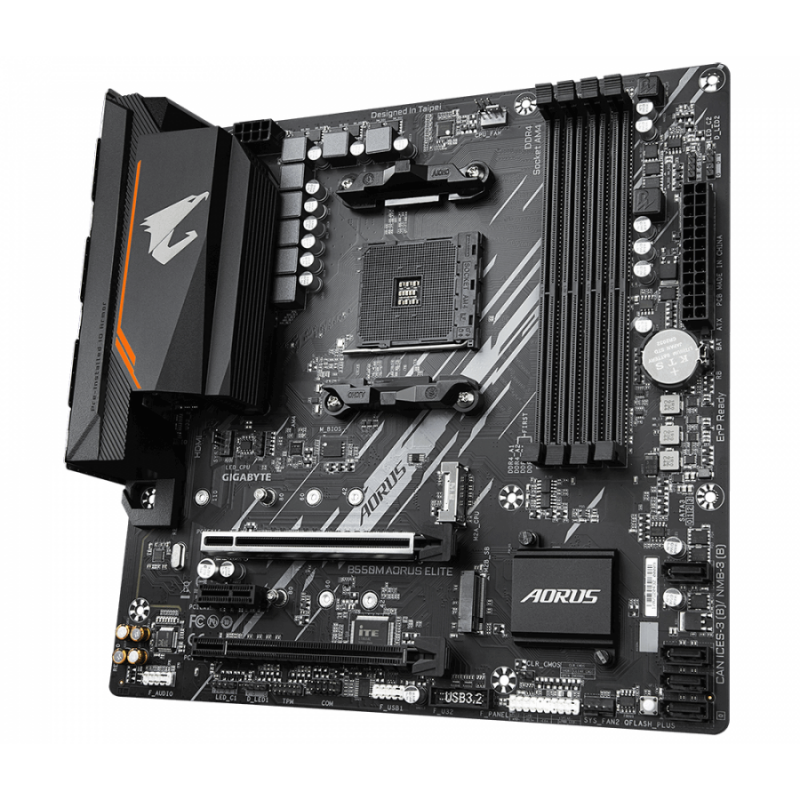 Дънна платка GIGABYTE B550M AORUS ELITE Socket AM4, 4 x DDR4, RGB Fusion 2.0-GA-MB-B550M-AORUS-ELITE