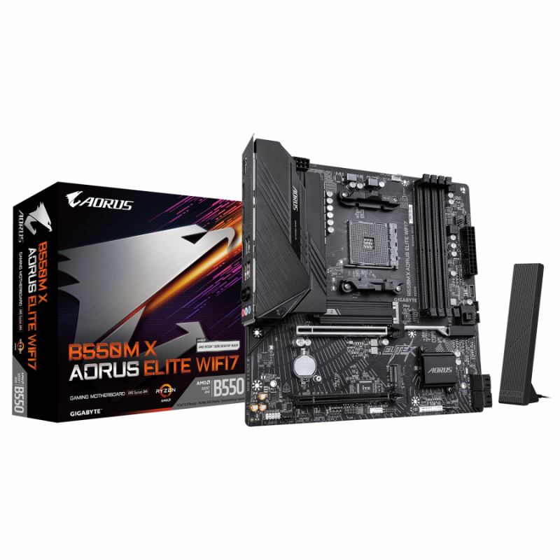 Дънна платка GIGABYTE B550M X AORUS ELITE WIFI7, Socket AM4