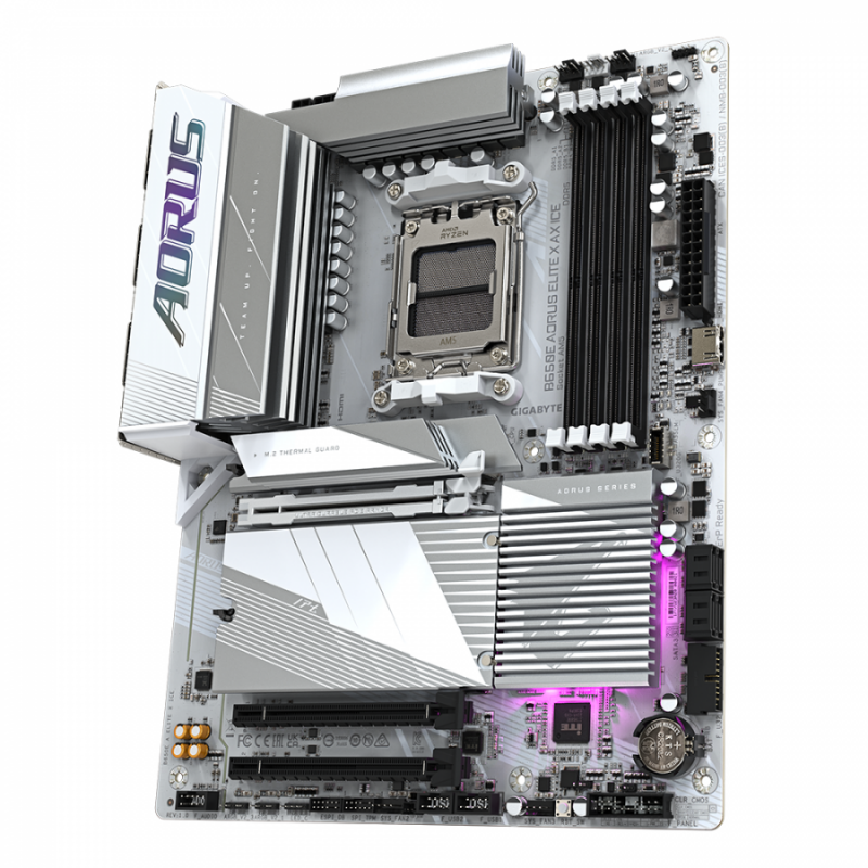 Дънна платка GIGABYTE B650 AORUS ELITE AX ICE, Socket AM5, Wi-Fi 6E, DDR5, GA-MB-B650M-A-ELIT-AX-ICE