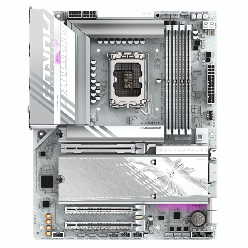 Дънна платка GIGABYTE B860 AORUS ELITE WIF 7 ICE, LGA 1851, GA-MB-B860-A-EL-WF7-ICE