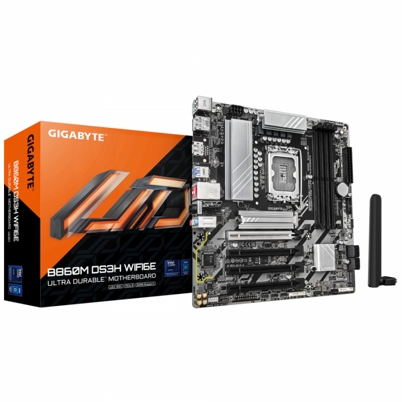 Дънна платка GIGABYTE B860M DS3H WIFI 6E, LGA 1851, GA-MB-B860M-DS3H-WF6E