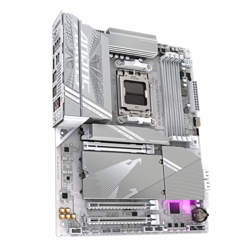 Дънна платка GIGABYTE X870 AORUS ELITE ICE WIFI 7, Socket AM5, GA-MB-X870-A-ELITE-WF7-I