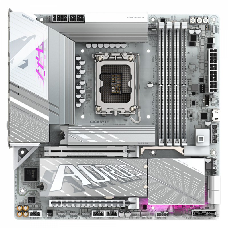Дънна платка GIGABYTE Z890M AORUS ELITE WIFI 7 ICE, LGA 1851, GA-MB-Z890M-A-ELITE-WF7-I