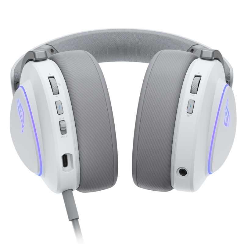 Геймърски безжични слушалки ASUS ROG Delta II White - USB-C, Aura Sync RGB, ASUS-HEAD-ROG-DELTA-II-W