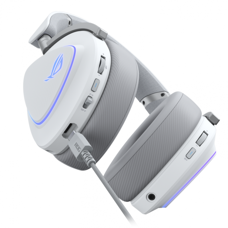Геймърски безжични слушалки ASUS ROG Delta II White - USB-C, Aura Sync RGB, ASUS-HEAD-ROG-DELTA-II-W