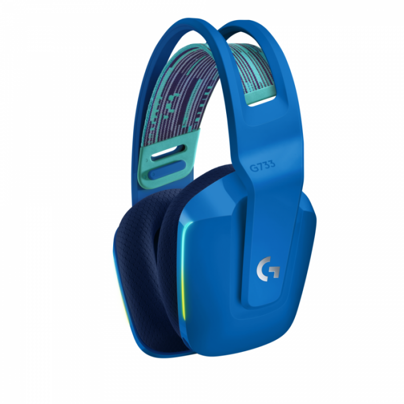 Геймърски слушалки Logitech G733 Blue Lightspeed Wireless RGB, Микрофон, Сини-LOGITECH-HEAD-G733-BL