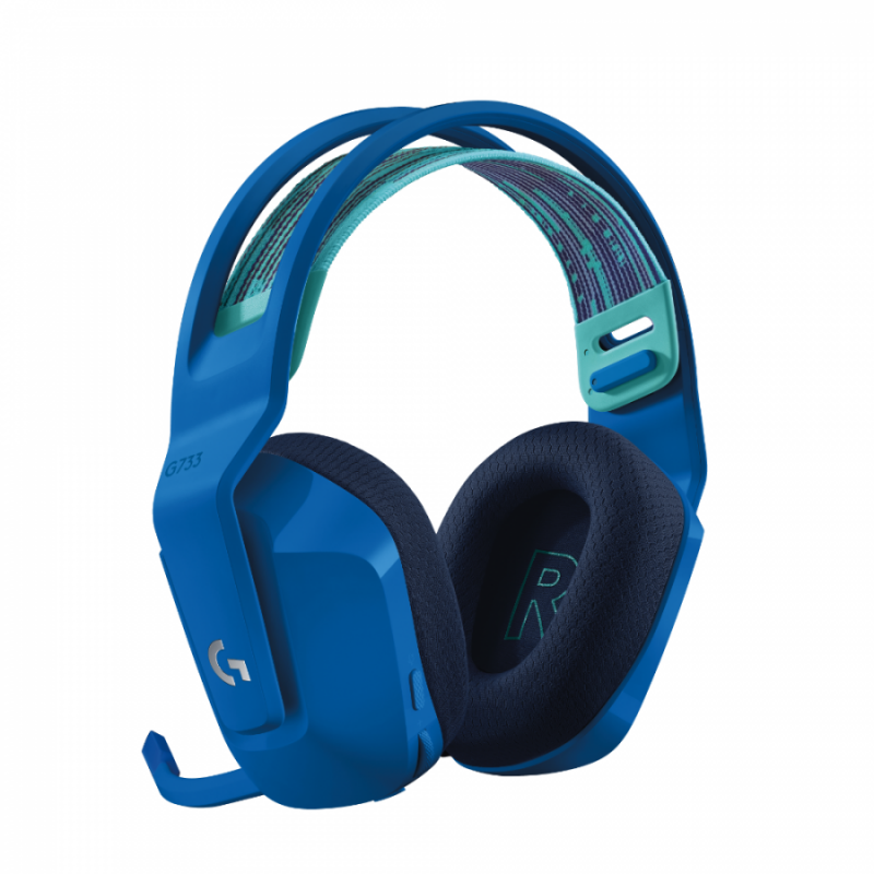 Геймърски слушалки Logitech G733 Blue Lightspeed Wireless RGB, Микрофон, Сини-LOGITECH-HEAD-G733-BL