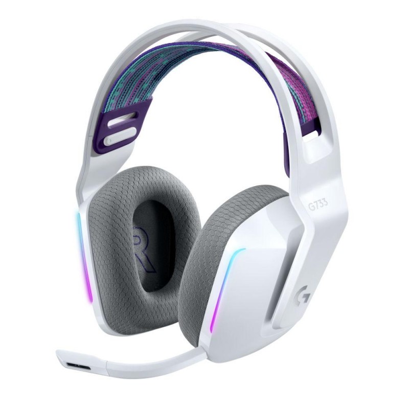 Геймърски слушалки Logitech G733 Lightspeed Wireless RGB, Микрофон, Бели-LOGITECH-HEAD-G733-WH