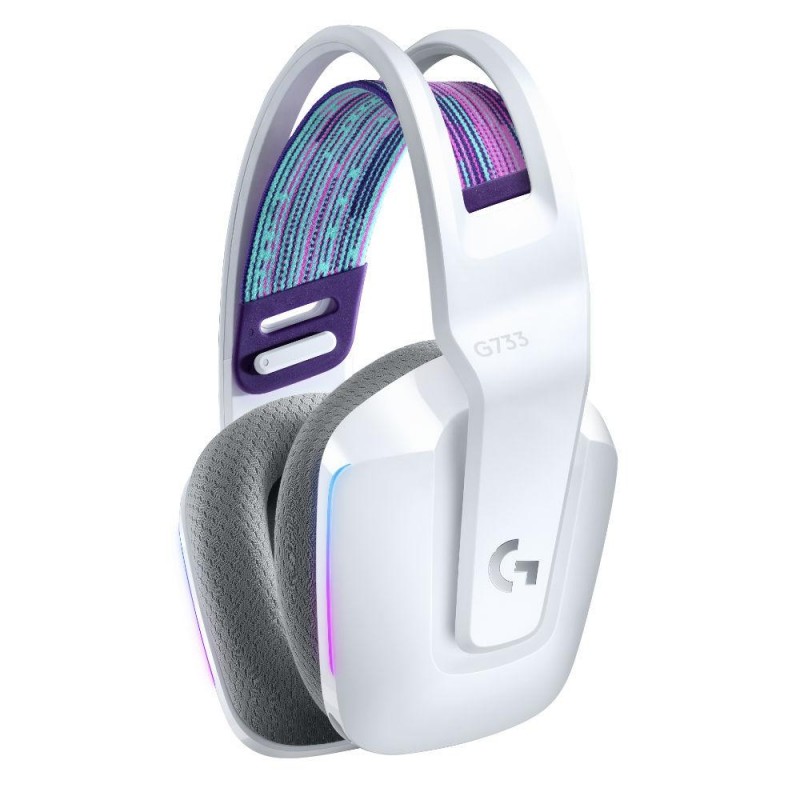 Геймърски слушалки Logitech G733 Lightspeed Wireless RGB, Микрофон, Бели-LOGITECH-HEAD-G733-WH