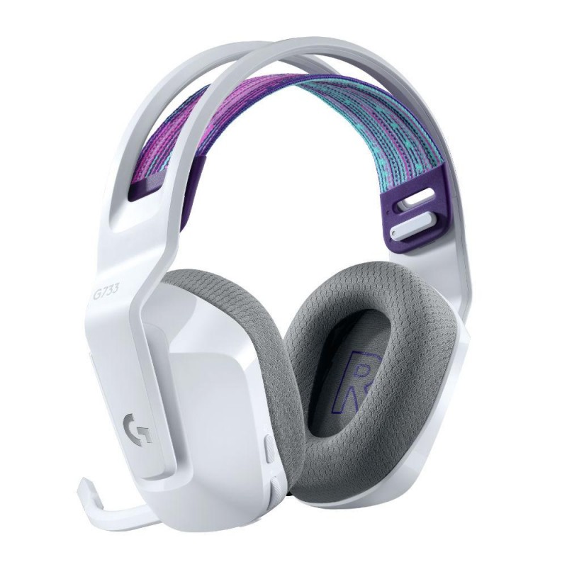 Геймърски слушалки Logitech G733 Lightspeed Wireless RGB, Микрофон, Бели-LOGITECH-HEAD-G733-WH