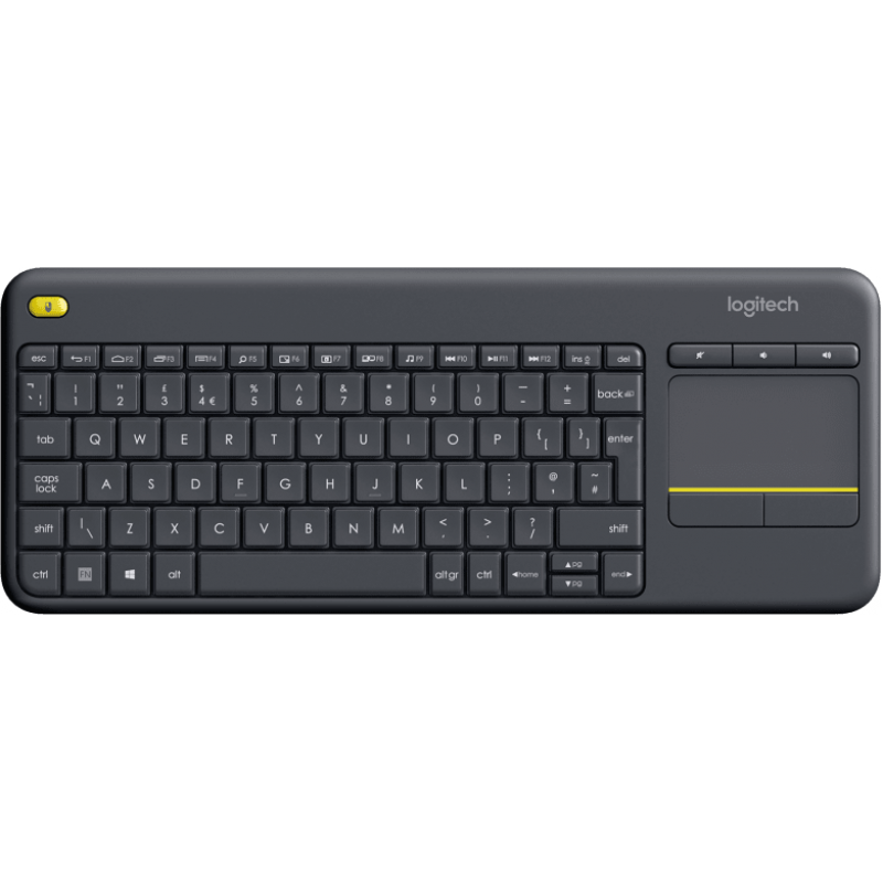 Клавиатура Logitech Wireless Touch K400 Plus, Черна, LOGITECH-KEY-K400-BL