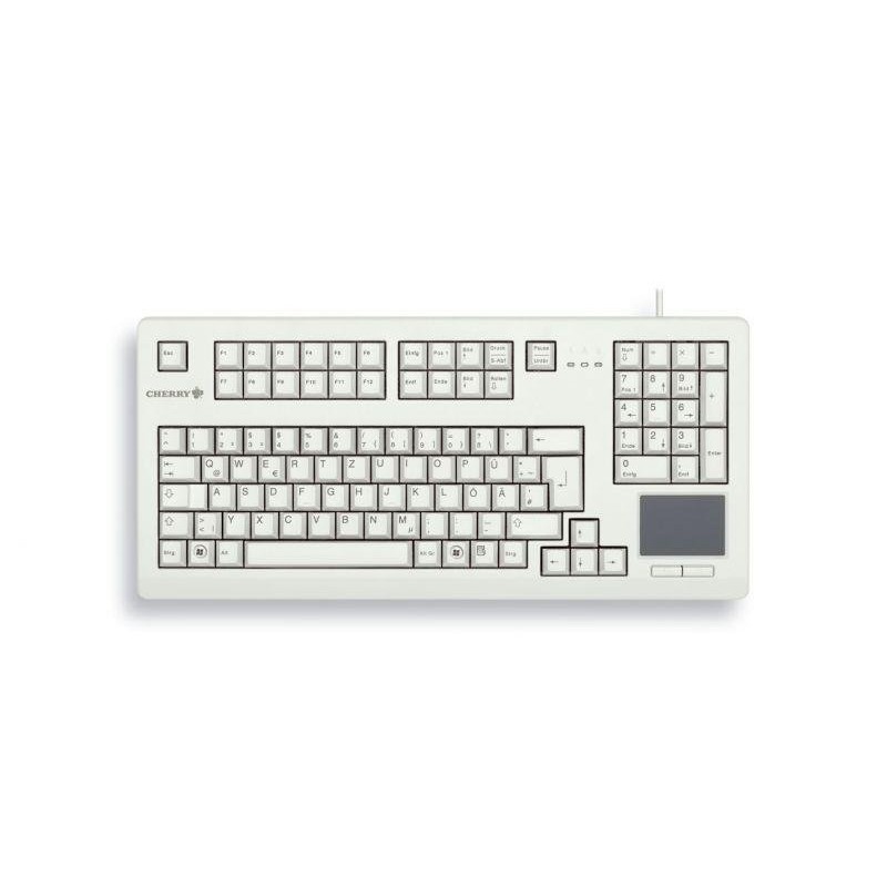 Компактна жична клавиатура CHERRY G80-11900 с Trackball, сива-CHERRY-KEY-G80-1190LUMEU0