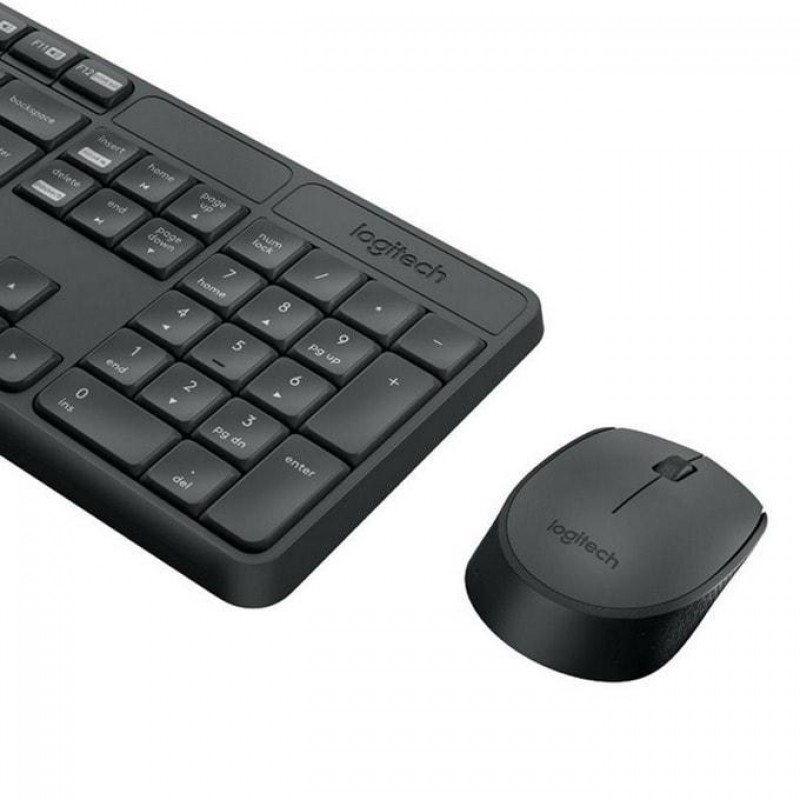Kомплект безжични клавиатура с мишка Logitech MK235, Тъмносив, LOGITECH-KEY-MK235-GR