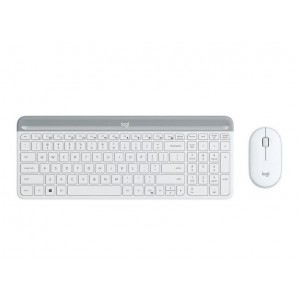 Kомплект безжични клавиатура с мишка Logitech MK470, Бяла