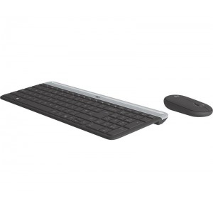 Kомплект безжични клавиатура с мишка Logitech MK470, Черна