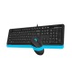 Комплект клавиатура и мишка A4TECH Fstyler  F1010, с кабел, USB, Син-A4-KEY-F1010-BLUE