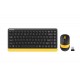 Комплект клавиатура и мишка A4TECH Fstyler F1110, Безжичен, Черен/Жълт, A4-KEY-FG1110-BEE