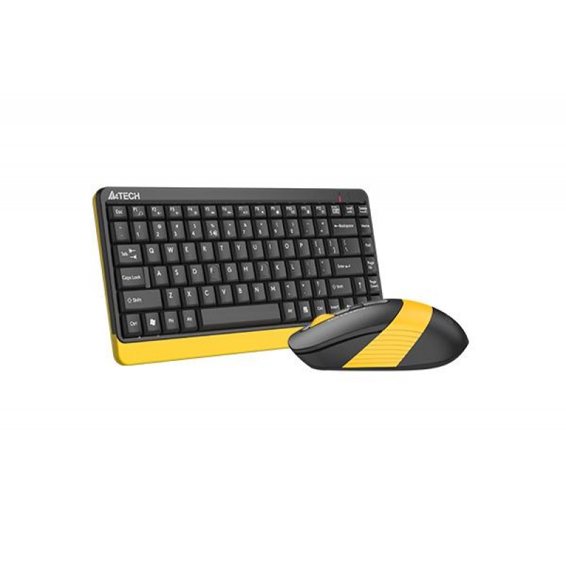 Комплект клавиатура и мишка A4TECH Fstyler F1110, Безжичен, Черен/Жълт, A4-KEY-FG1110-BEE