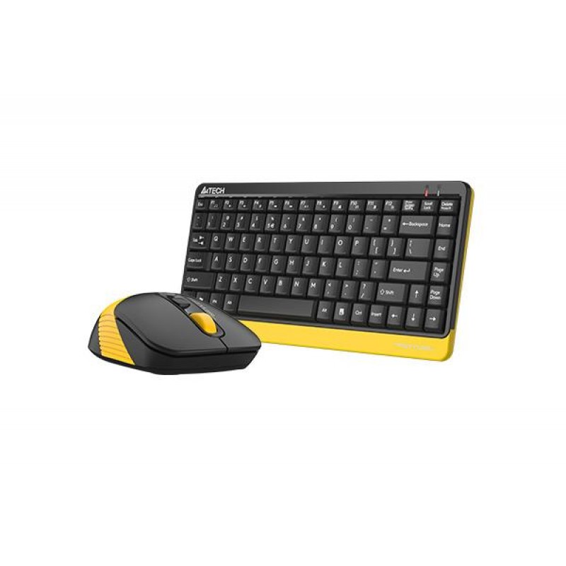Комплект клавиатура и мишка A4TECH Fstyler F1110, Безжичен, Черен/Жълт, A4-KEY-FG1110-BEE