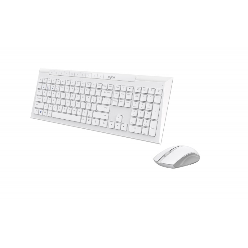 Комплект клавиатура и мишка RAPOO 8210M Multi mode, Bluetooth &2.4Ghz, Безжичен, Бял, RAPOO-13590