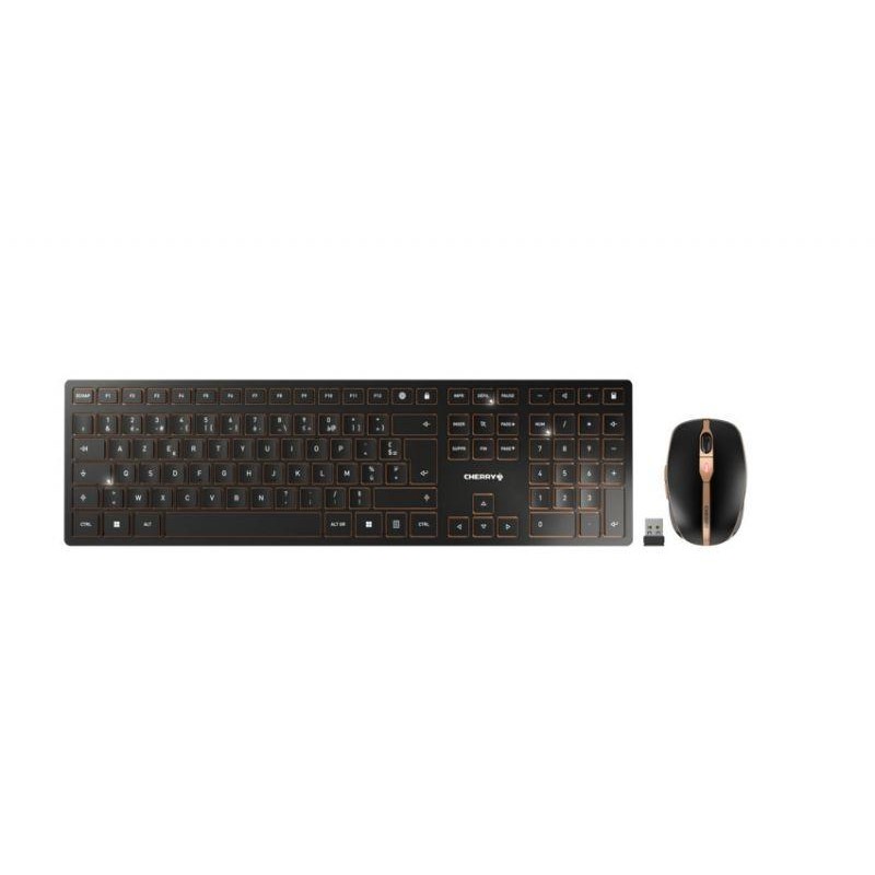 Kомплект клавиатура с мишка CHERRY DW 9100 SLIM, Безжичен, Черен/Бронз, CHERRY-KEY-JD-9100EU-2