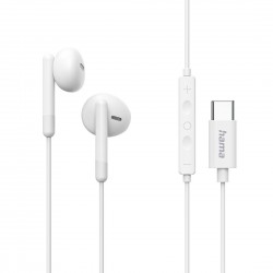 HAMA Слушалки "Season II" USB-C, накрайници, микрофон, защита от прегъване на кабел, бял
