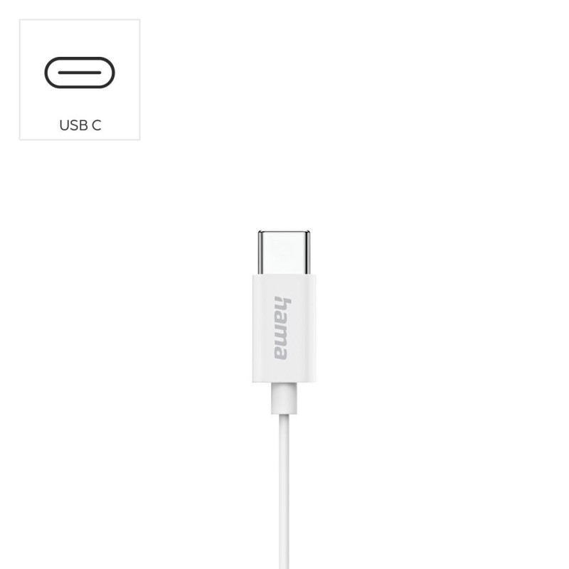 HAMA Слушалки "Season II" USB-C, накрайници, микрофон, защита от прегъване на кабел, бял