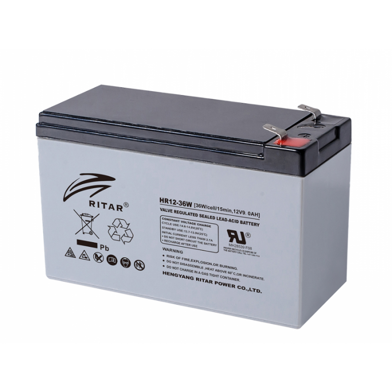 Оловна Батерия (HR12-36W) VRLA 12V / 9Ah  - 151 / 65 / 94 mm терминал2 RITAR-RITAR-HR12-36W
