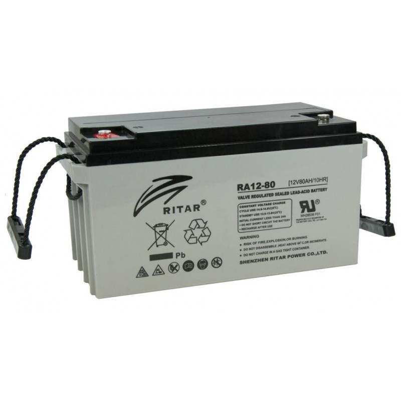 Оловна Батерия (RA12-80) AGM 12V / 80 Ah - 350 / 167 / 182mm терминал F11(M6) RITAR, RITAR-RA12-80