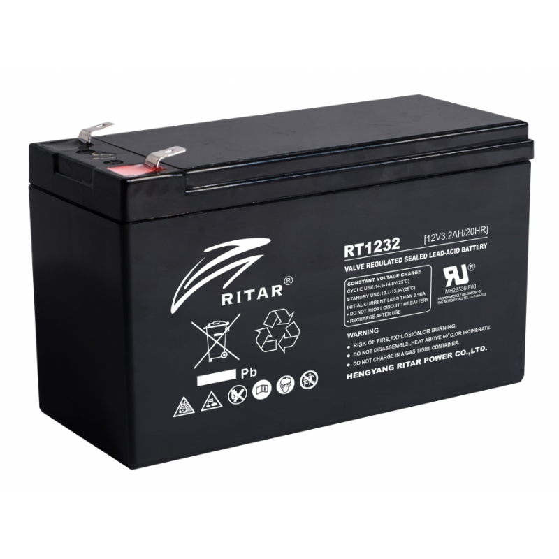 Оловна Батерия RITAR (RT1232)  12V / 3.2 Ah - AGM 134 / 67 / 60 mm-RITAR-RT1232