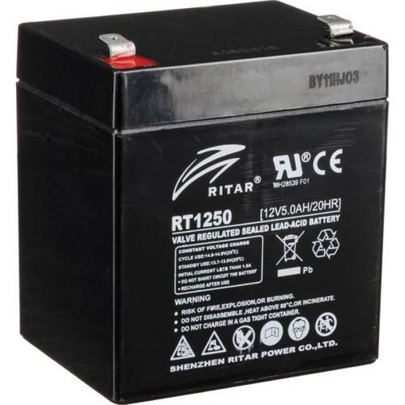 Оловна Батерия (RT1250) AGM  12V / 5Ah - 90 / 70 / 101mm терминал 2  RITAR-RITAR-RT1250