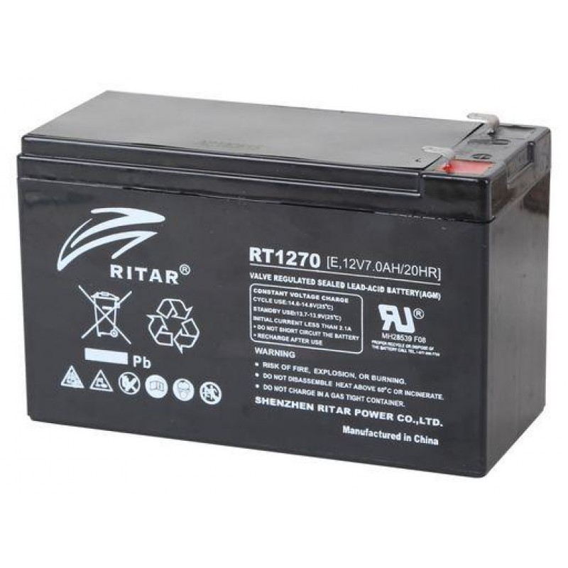 Оловна Батерия (RT1270) AGM  12V / 7Ah - 151 / 65 / 94 mm терминал2  RITAR-RITAR-RT1270