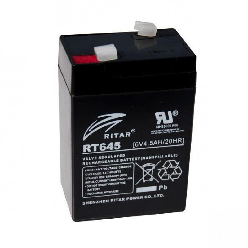 Оловна Батерия (RT645) AGM 6V / 4.5Ah - 70 / 47 / 99mm терминал1  RITAR-RITAR-RT645