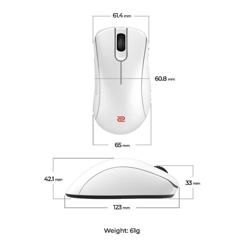 Геймърска безжична мишка ZOWIE EC2-DW 4K, Бяла
