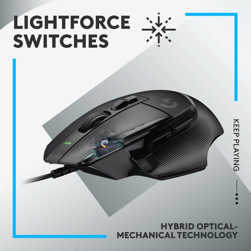 Геймърска мишка Logitech, G502 X, Оптична,  Жична, USB, Черна, LOGITECH-MOUSE-G502X-BK