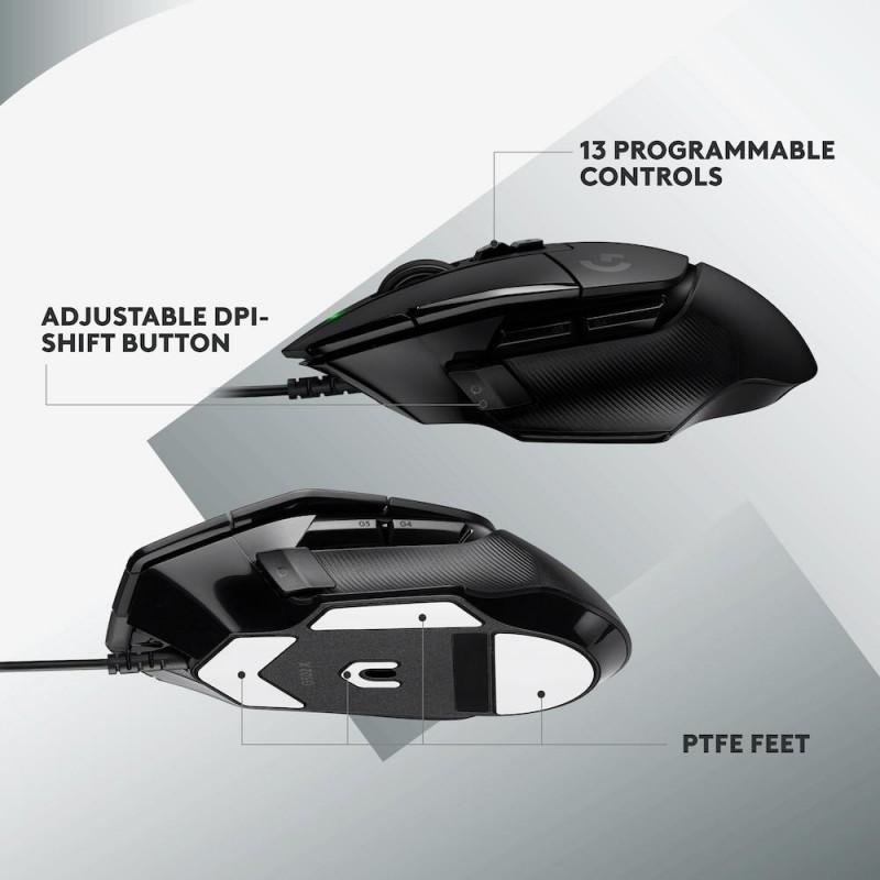 Геймърска мишка Logitech, G502 X, Оптична,  Жична, USB, Черна, LOGITECH-MOUSE-G502X-BK