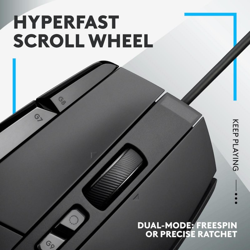 Геймърска мишка Logitech, G502 X, Оптична,  Жична, USB, Черна, LOGITECH-MOUSE-G502X-BK