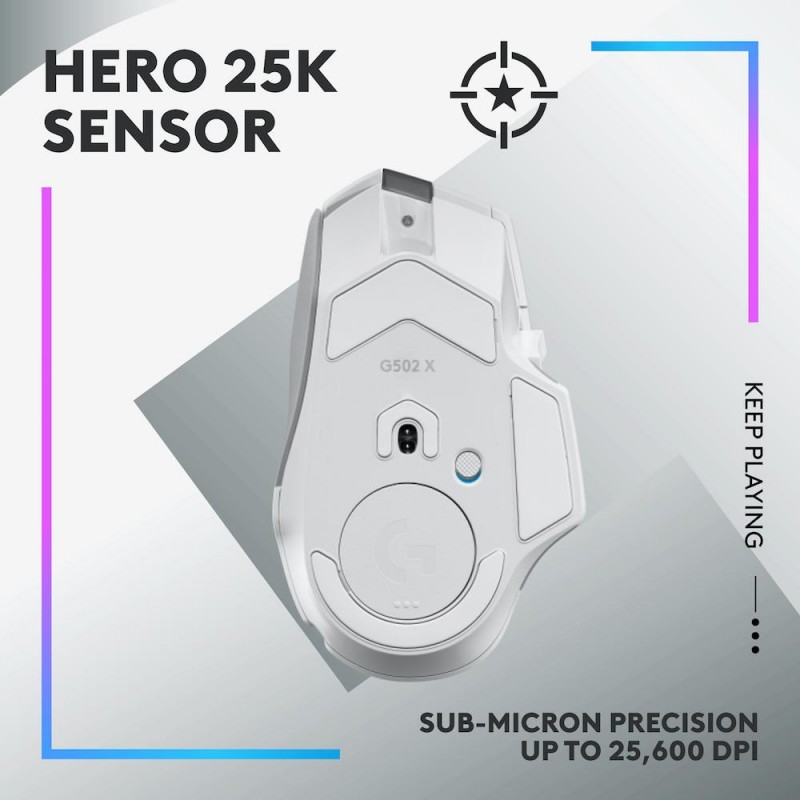Геймърска мишка Logitech G502 X Plus White Lightsync RGB, LOGITECH-MOUSE-G502XP-WT