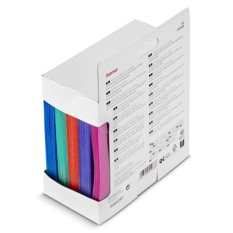 HAMA Предпазни пликове за CD/DVD, 100 бр, цветни, HAMA-51068