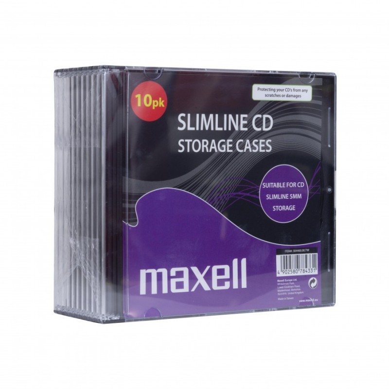 Кутийки за CD/DVD MAXELL Slim Black  10pk  /цена за 10 бр./, ML-DC-CDBOX-SLIMCASE-10PK