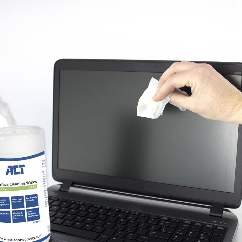 Почистващи кърпи ACT AC9515, За клавиатури, LCD монитори, 100 бр., EWENT-ACT-WIP-AC9515