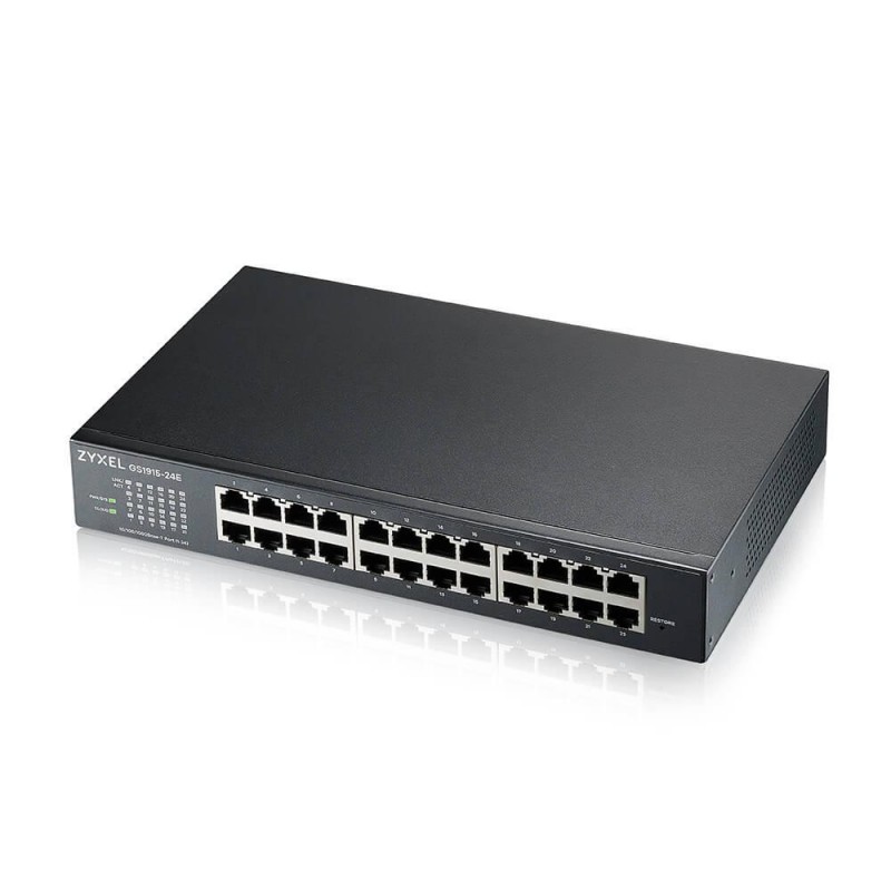 Суич 24-портов ZyXEL GS1915-24E, Gigabit, управляем, standalone или Nebula управление, за монтаж