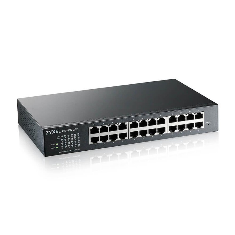 Суич 24-портов ZyXEL GS1915-24E, Gigabit, управляем, standalone или Nebula управление, за монтаж